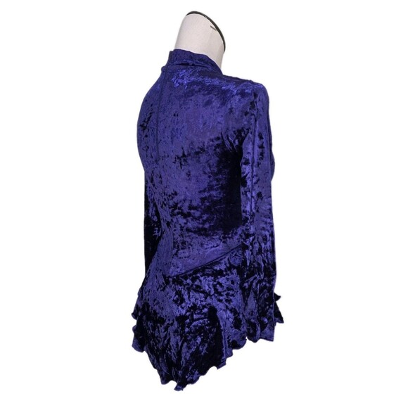 Gilda Marx XS Crushed Velvet High Neck Keyhole LS Skirt Leotard Dress Purple Y/J - Picture 4 of 16